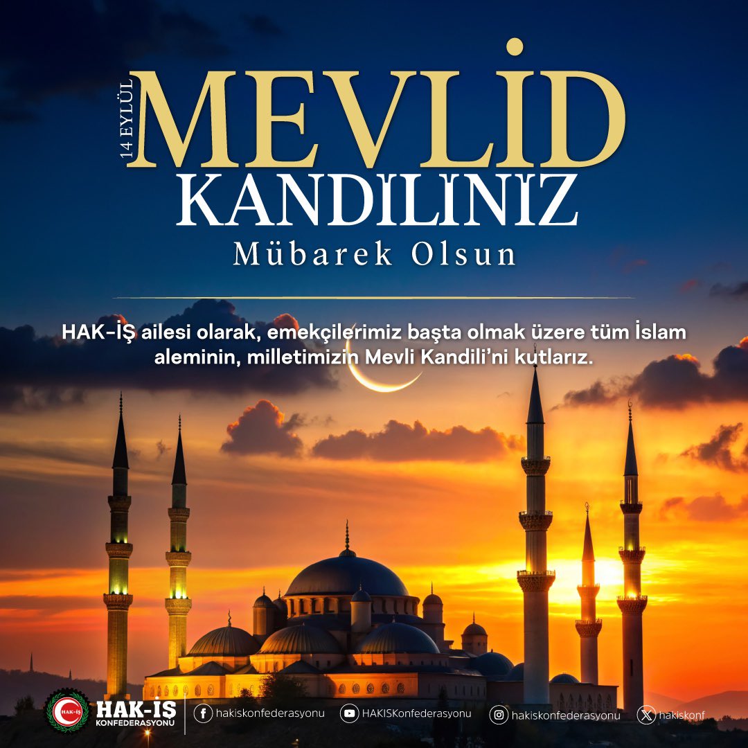 HAK-İŞ Sendikasından Mevlid Kandili Mesajı