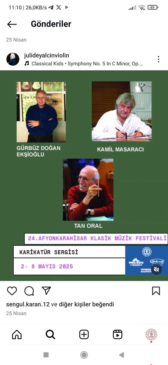 Afyonkarahisar'da Klasik Müzik Festivali Eşliğinde Karikatür Sergisi Açılıyor
