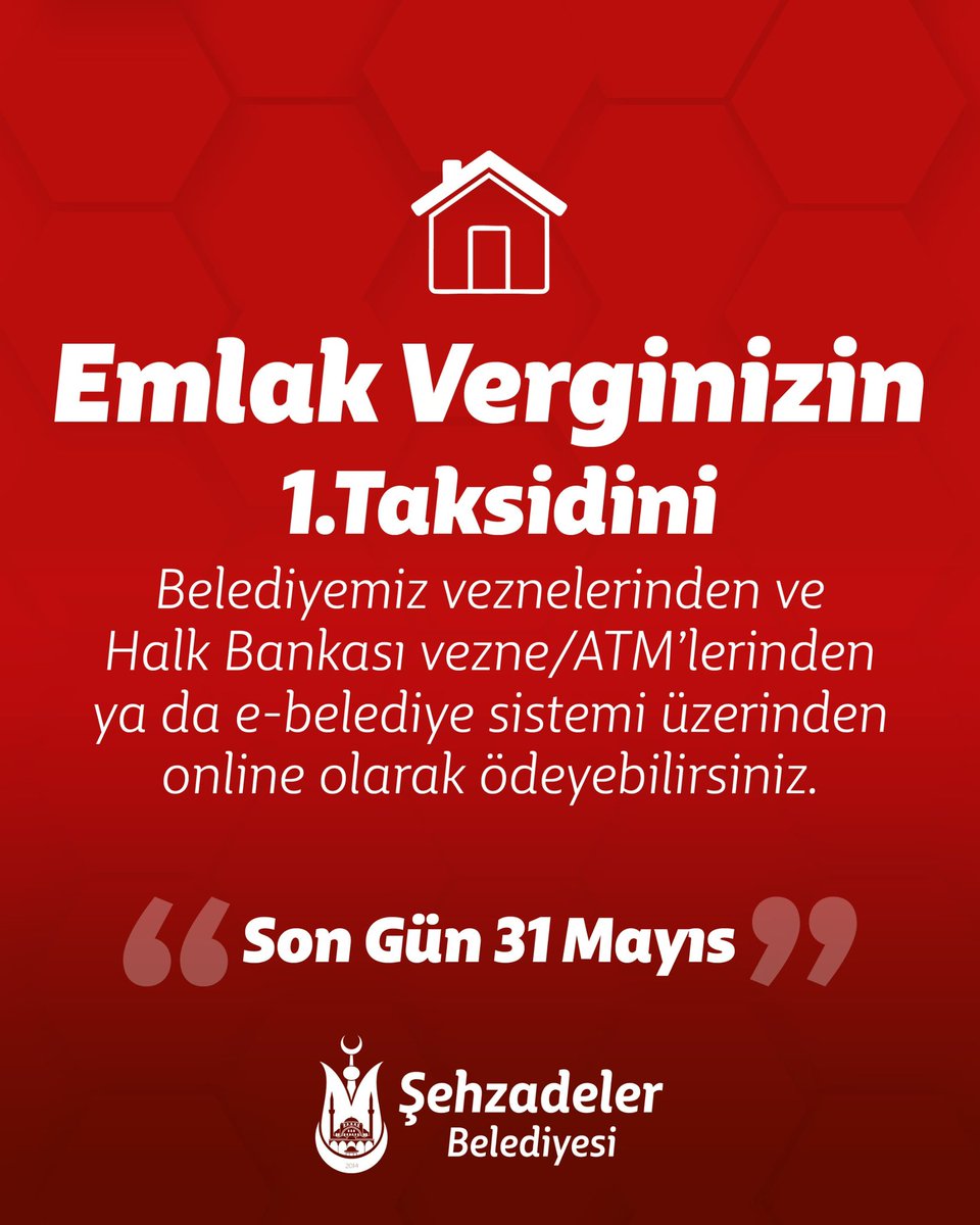 Şehzadeler Belediyesi Emlak Vergisi Taksidini Son Tarihi Belirldi