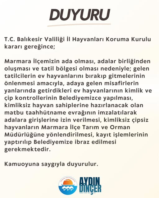 Marmara Adaları'na Evcil Hayvan Girişi Şartları Belirlendi