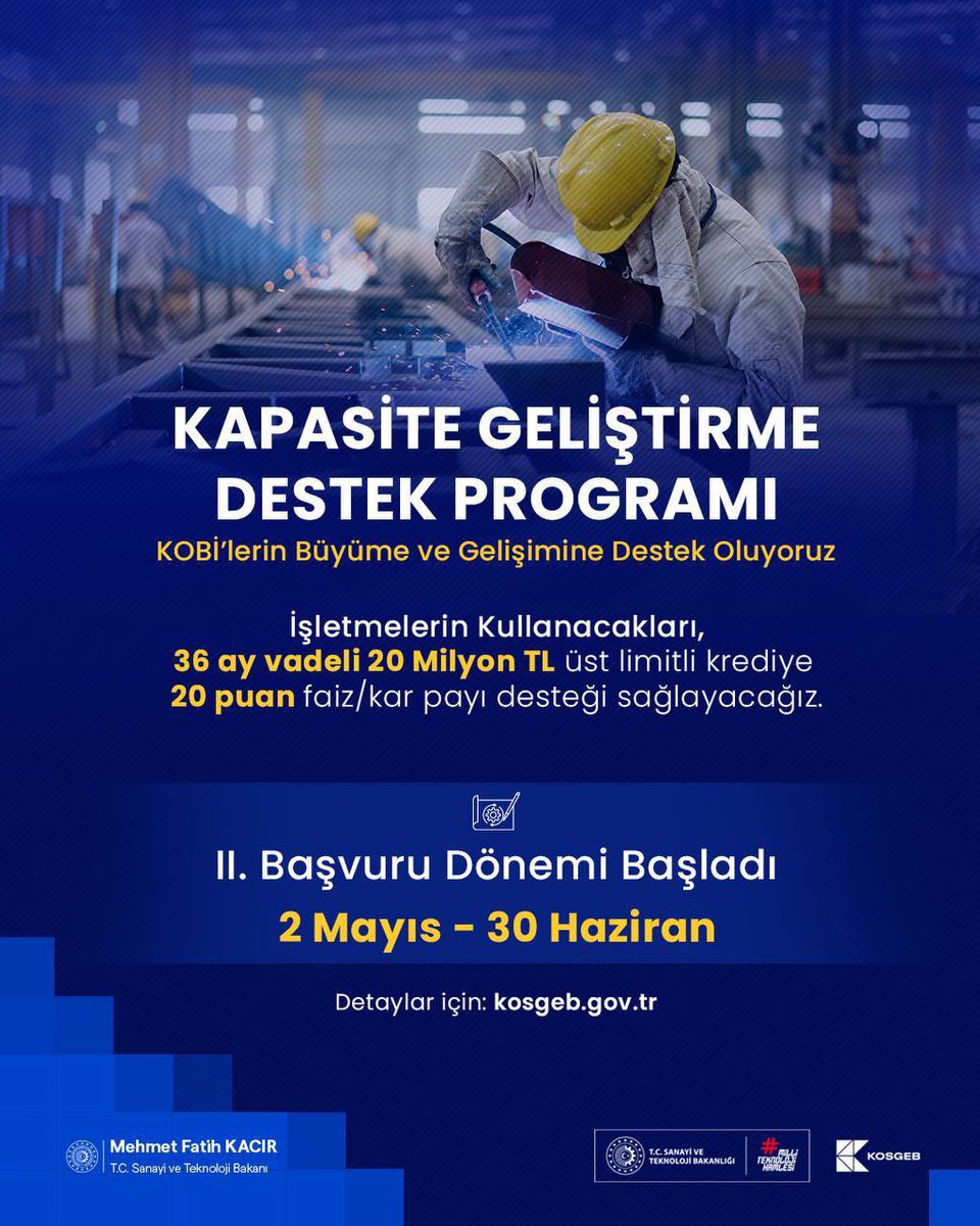 Sanayi ve Teknoloji Bakanlığı, KOBİ'lere Kapasite Geliştirme Desteği Başlattı