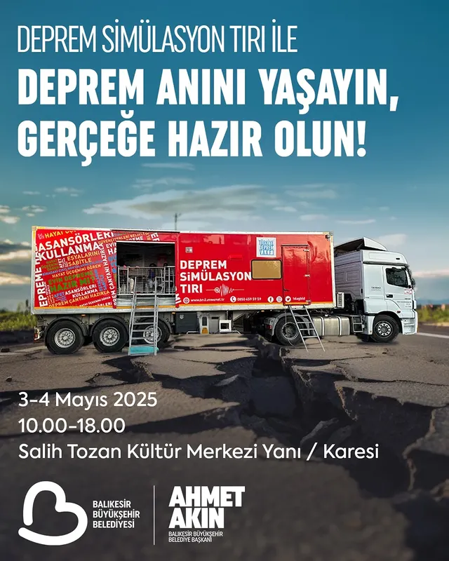 Balıkesir Büyükşehir Belediyesi, Deprem Farkındalığını Artırmak İçin Simülasyon Tırı Getiriyor