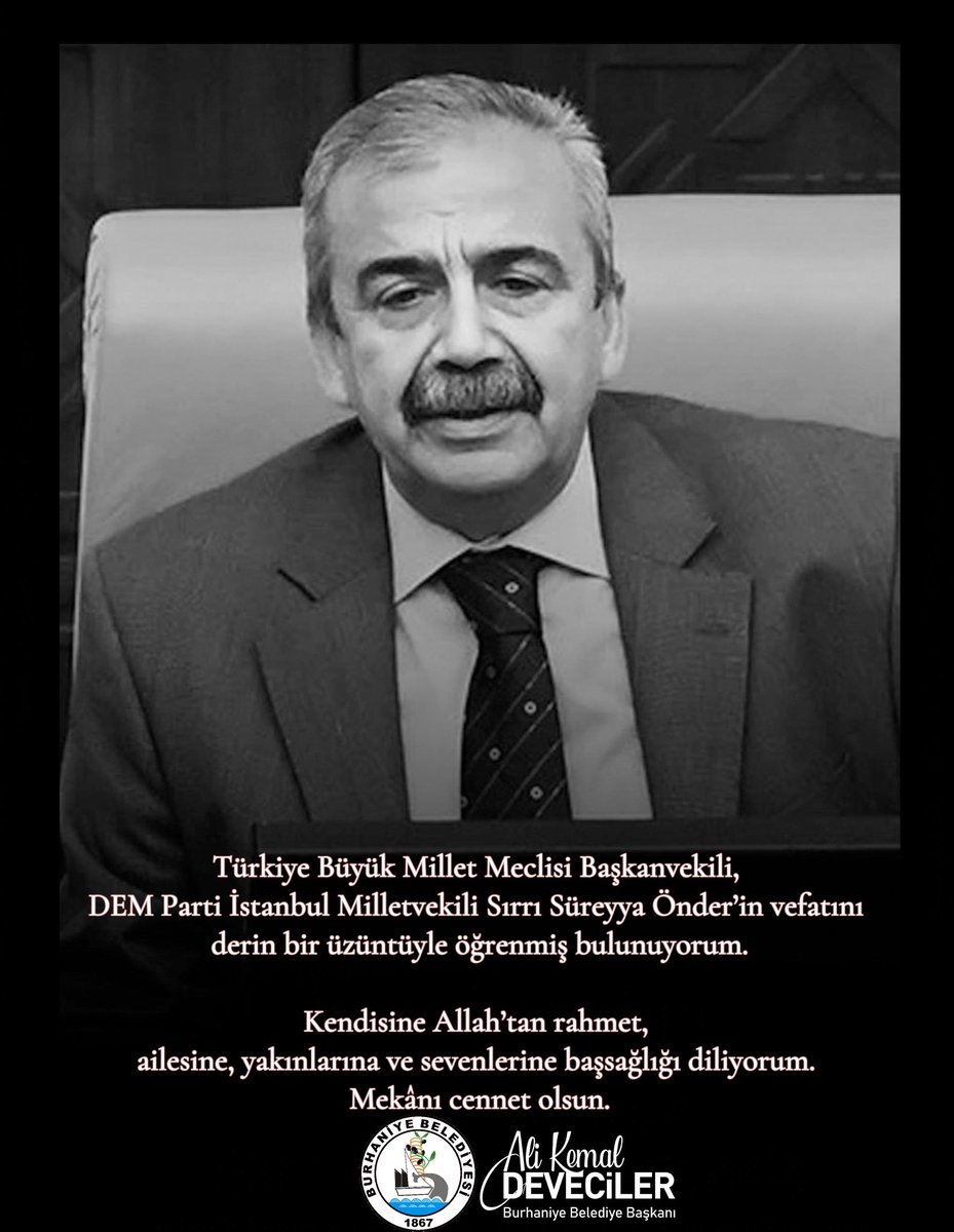 TBMM Başkanvekili Deveciler, Sırrı Süreyya Önder'in Vefatını Üzüntüyle Karşıladı
