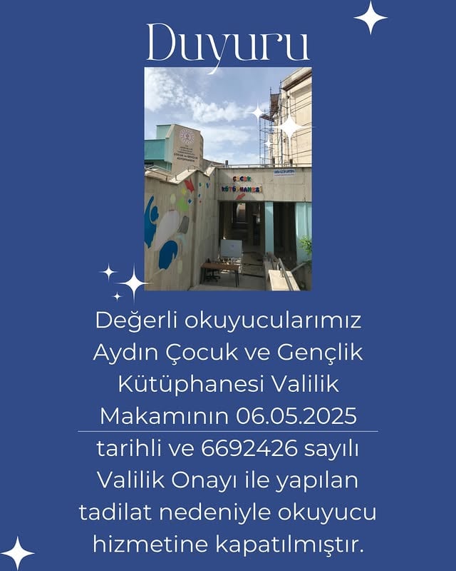 Aydın Çocuk ve Gençlik Kütüphanesi, Tadilat Nedeniyle Geçici Olarak Kapandı