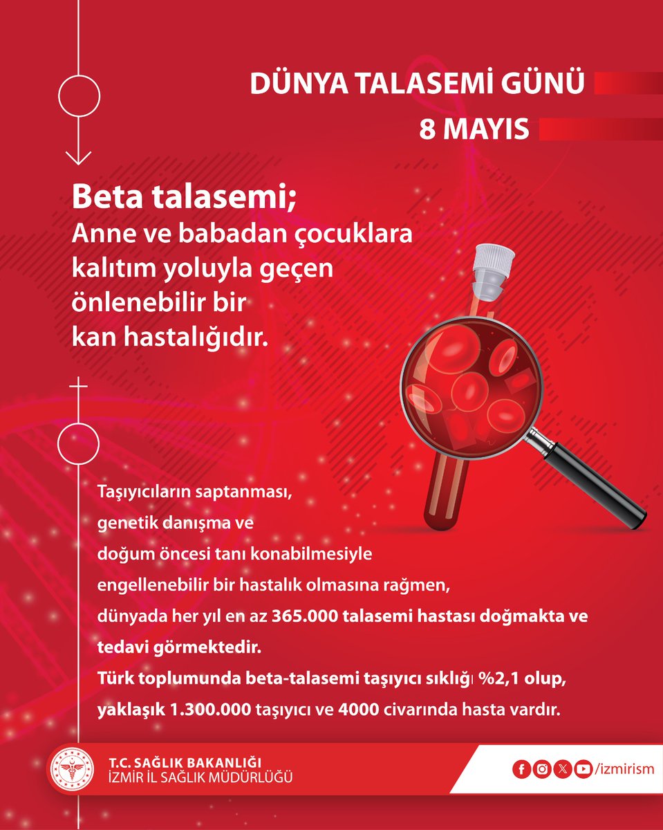 İzmir İl Sağlık Müdürlüğü'nden Talasemi Bilgilendirmesi: Evlilik Öncesi Tarama Testi Önemli