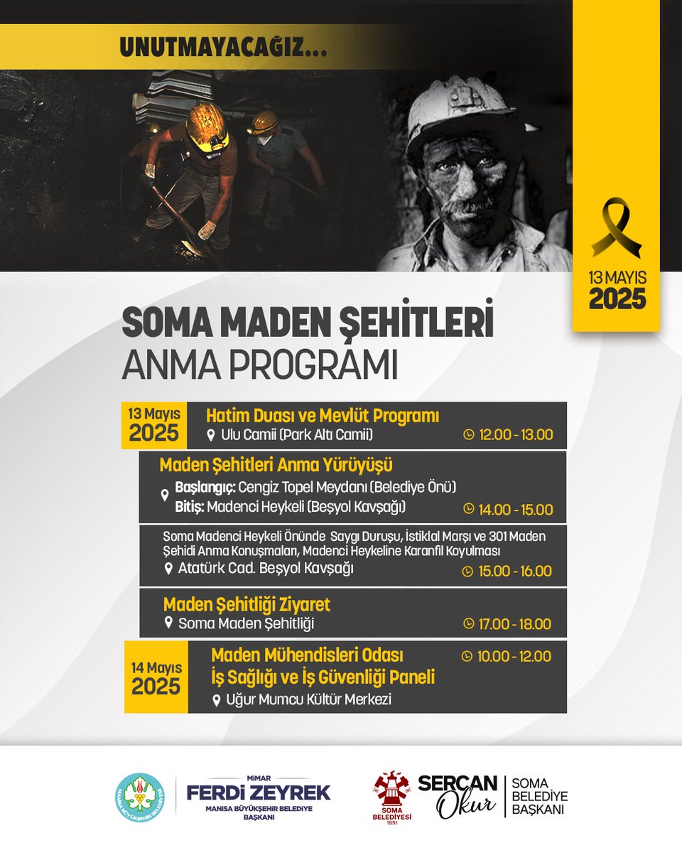 Soma Maden Faciası'nın Yıl Dönümü Anma Töreni Düzenlenecek