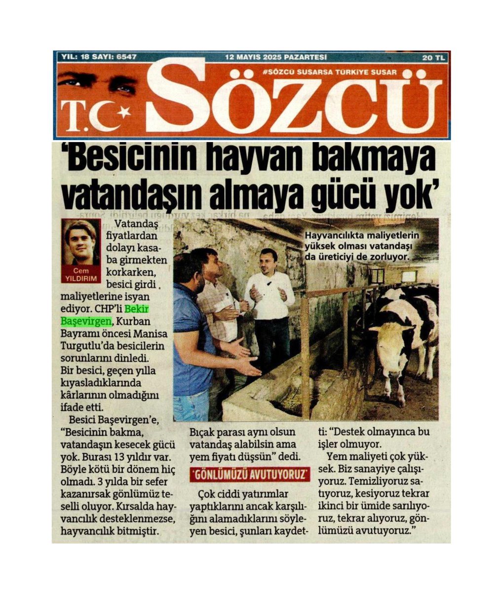 Manisa Milletvekili Başevirgen: Yüksek Maliyetler Hayvancılığı Zora Soktu, Vatandaş Et Alamıyor