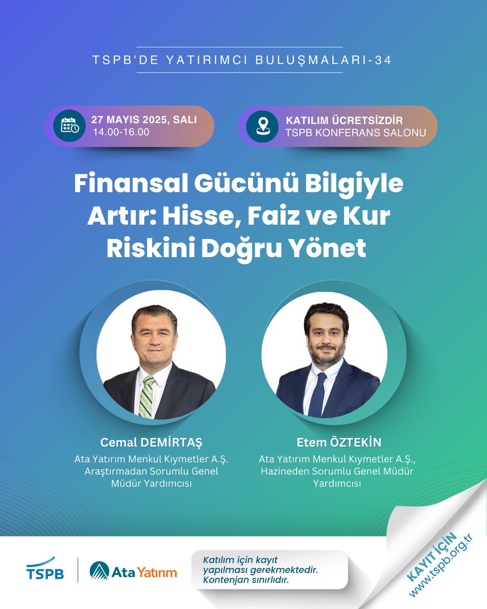 TSPB ve Ata Yatırım, Yatırımcı Buluşmasıyla Bilgilendirme Sağlayacak
