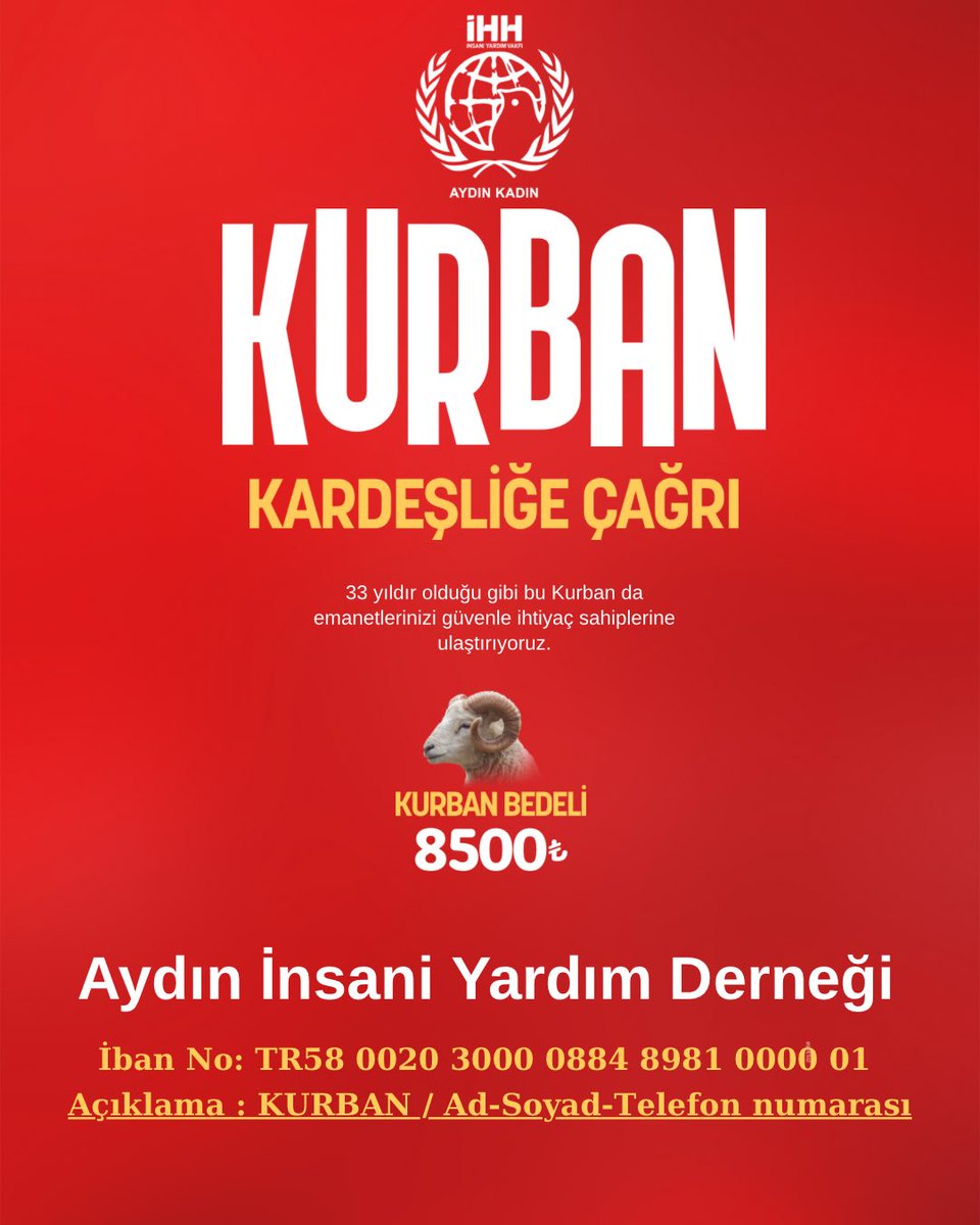 Aydın İnsani Yardım Derneği'nden Kurban Bağış Kampanyası