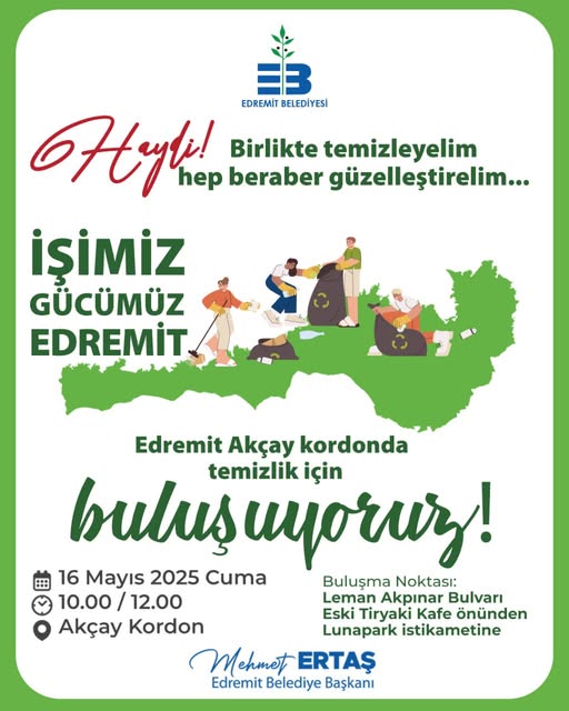 Edremit Belediyesi, Akçay Kordon'da Temizlik Etkinliği Düzenliyor