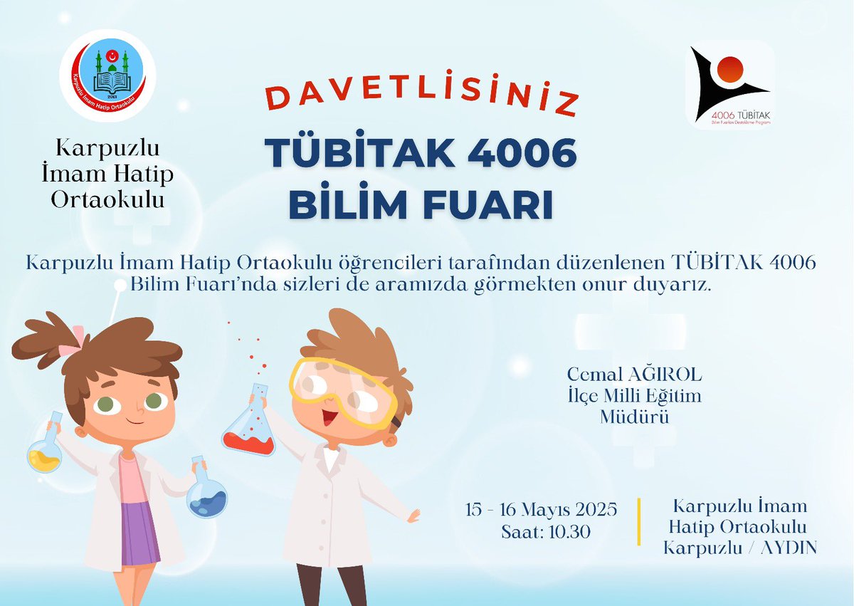 Karpuzlu İmam Hatip Ortaokulu'ndan TÜBİTAK Bilim Fuarı Daveti