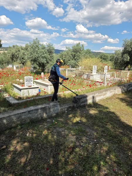 Karacasu Belediyesi, Kurban Bayramı Öncesi Mezarlıklarda Temizlik ve Bakım Çalışmalarını Sürdürüyor