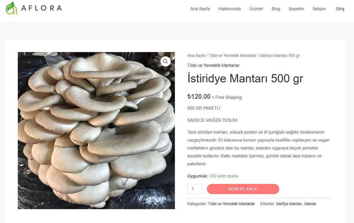 Afyonkarahisar Sağlık Bilimleri Üniversitesi Aflora'dan İstiridye Mantarı Satışı