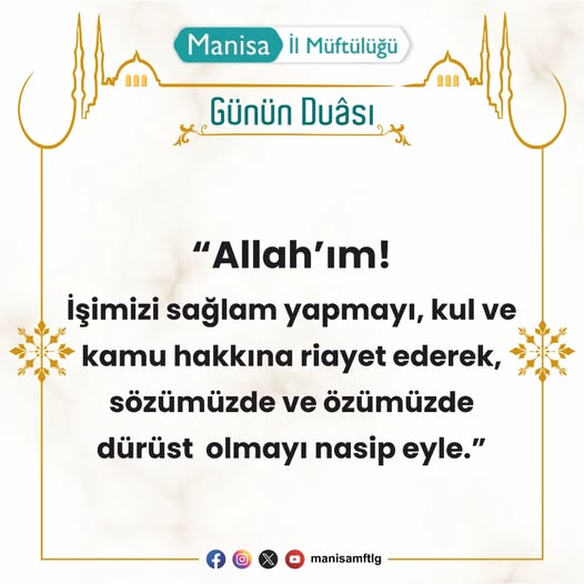 Manisa İl Müftülüğü'nden Günlük Dua Paylaşımı