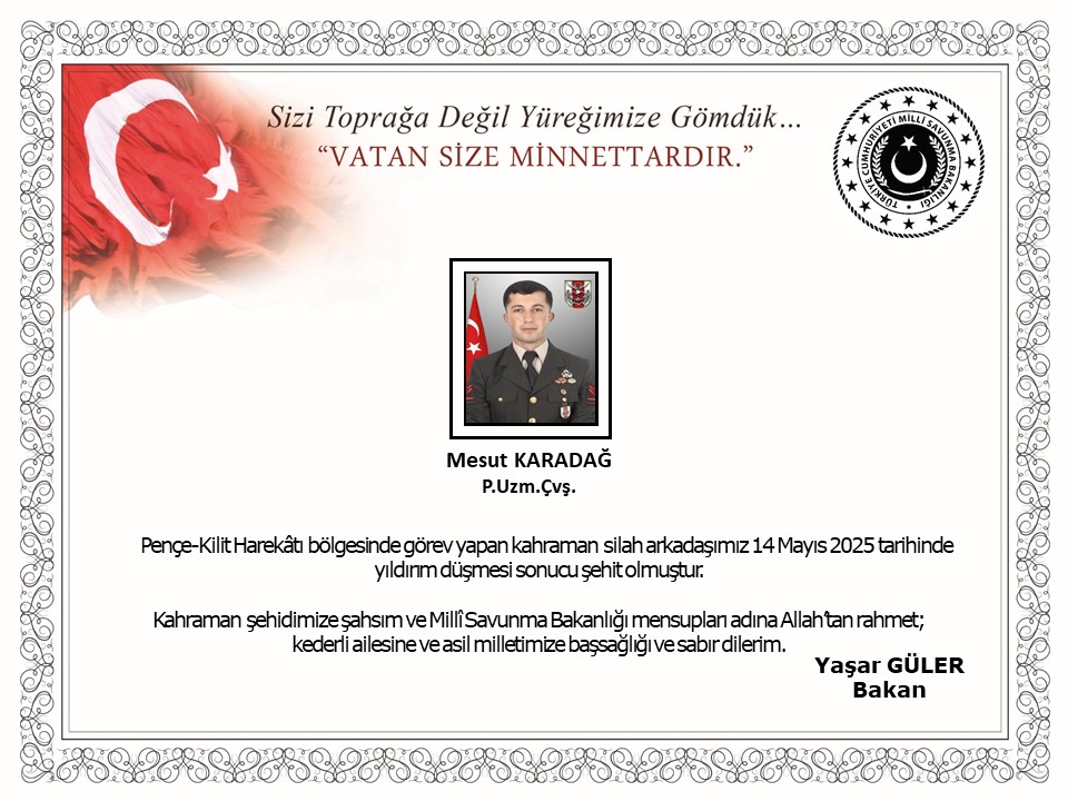 Manisa'dan Şehit Haberi: Piyade Uzman Çavuş Mesut Karadağ