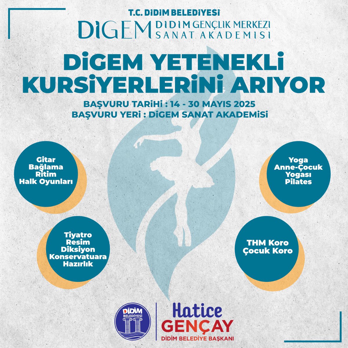 Didim Belediyesi DİGEM Sanat Akademisi Yeni Dönem Kursları İçin Başvuru Alıyor