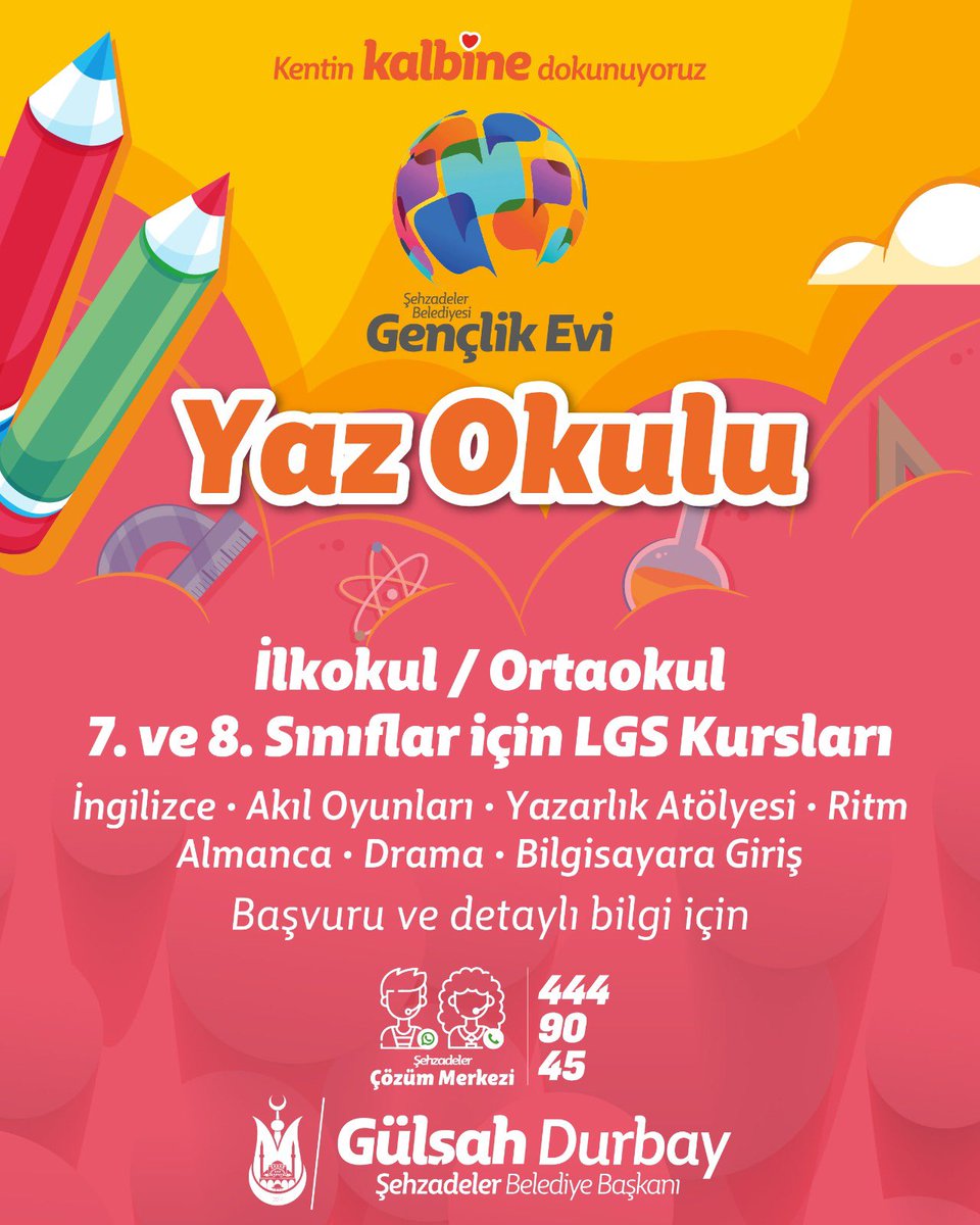 Şehzadeler Belediyesi Gençlik Evinde Yaz Okulu Kursları Başlıyor