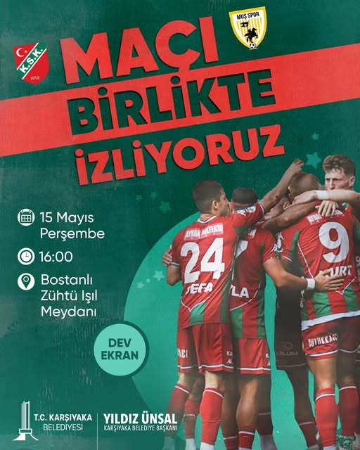 Karşıyaka Belediyesi, Taraftarları Zühtü Işıl Meydanı'nda Dev Ekranla Buluşturacak