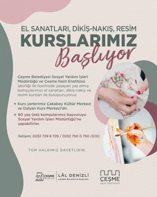 Çeşme Belediyesi, 60 Yaş Üstü Vatandaşlar İçin Üretim ve Öğrenme Kursları Başlatıyor
