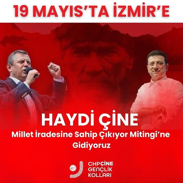 CHP Çine Gençlik Kolları, 19 Mayıs'ta İzmir'de Özgür Özel'in Katılımıyla Mitinge Katılıyor