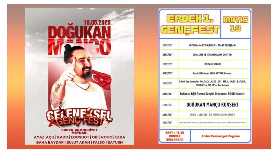 Erdek'te Gençlik Festivali: Doğukan Manço ve Ünlü Sanatçılar Sahne Alacak