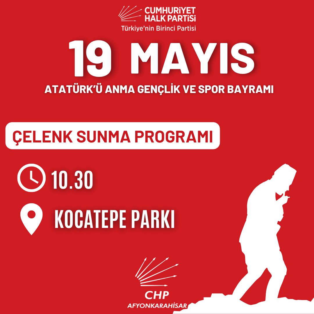 CHP Afyonkarahisar, 19 Mayıs Atatürk'ü Anma Günü'nde Anıta Çelenk Sunacak