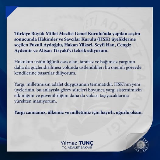 TBMM Genel Kurulu'nda HSK Üyeleri Seçildi