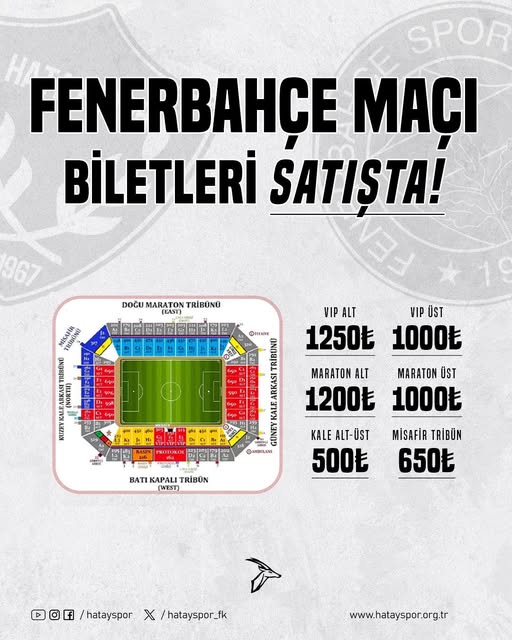 Hatayspor - Fenerbahçe Maç Biletleri Satışa Çıktı