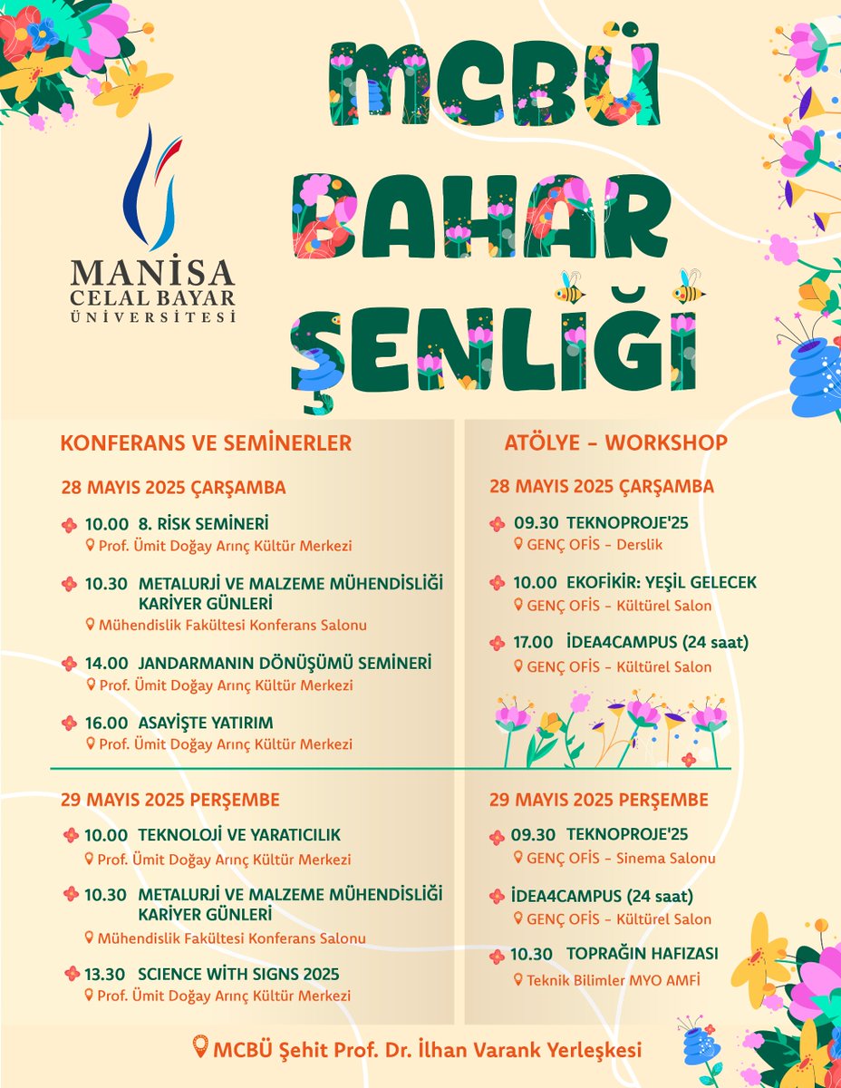 Manisa Celal Bayar Üniversitesi Bahar Şenliği 28-29 Mayıs'ta Düzenlenecek