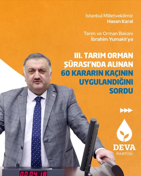 Deva Partisi'nden Tarım Politikalarına Dair Soru Önergesi