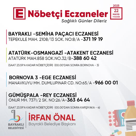 Bayraklı'da Nöbetçi Eczane Bilgilendirmesi