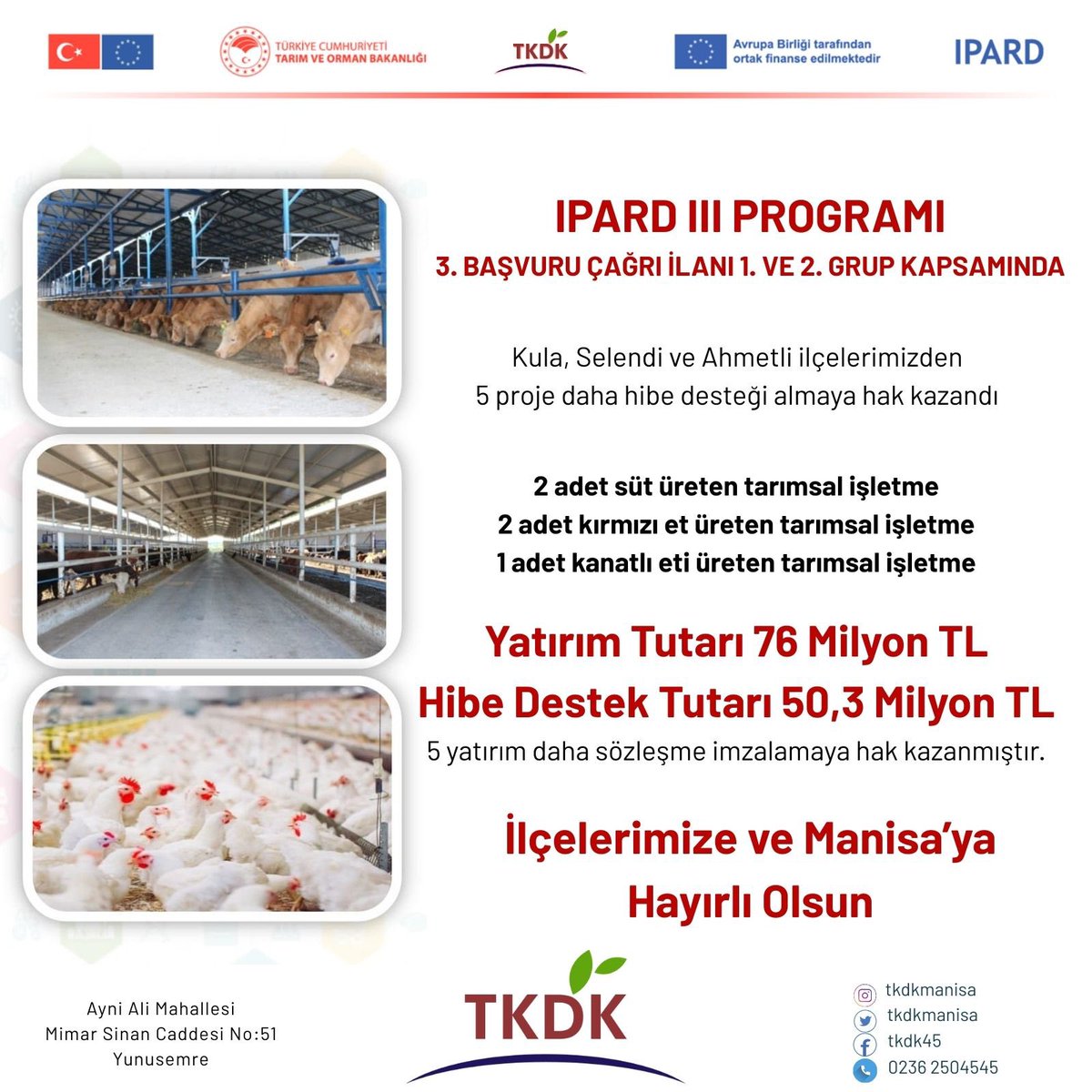 AK Parti Manisa Milletvekili Arınç: IPARD III Programı Başvuruları Sonuçlandı