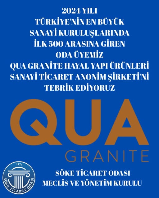 QuaGranite, Türkiye'nin En Büyük 500 Şirketi Arasına Girdi