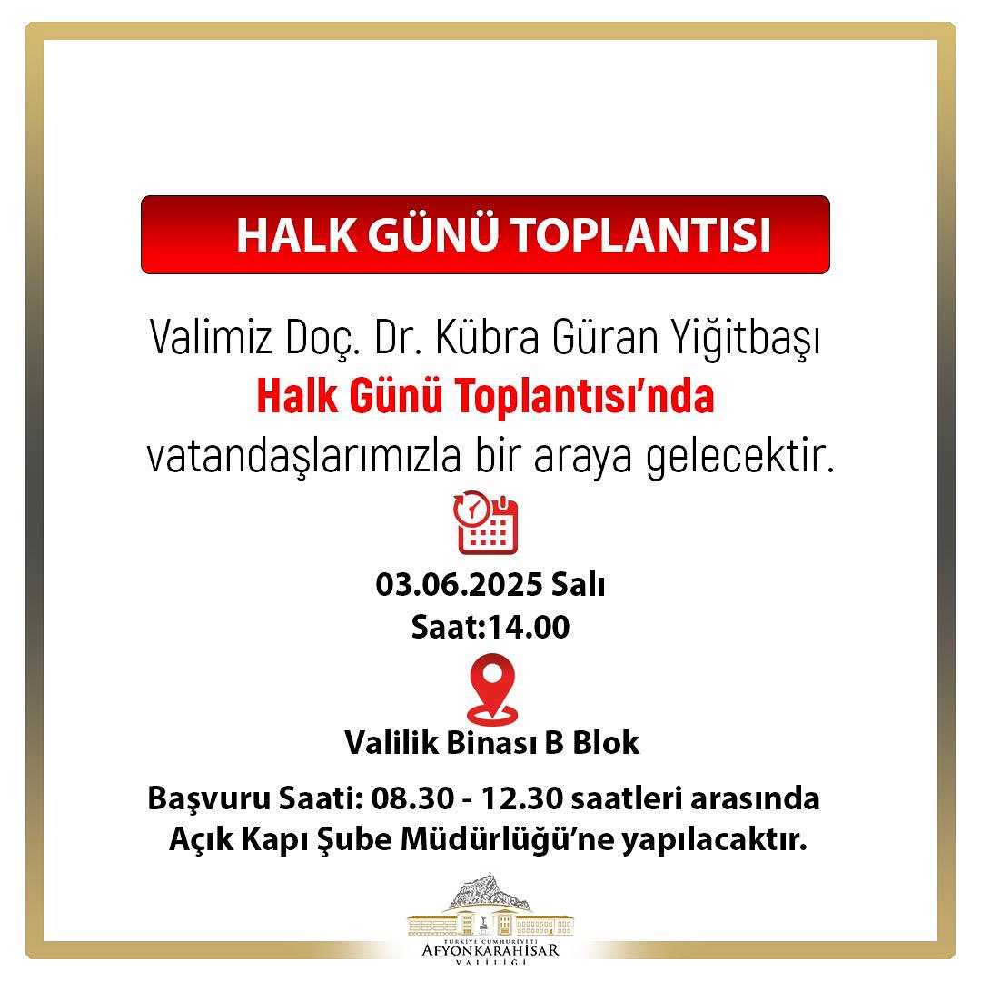 Afyonkarahisar Valisi Yiğitbaşı Halk Günü Toplantısı Düzenliyor