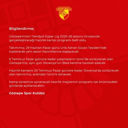 Göztepe, 2025-26 Sezonu Hazırlıklarını Başlatıyor