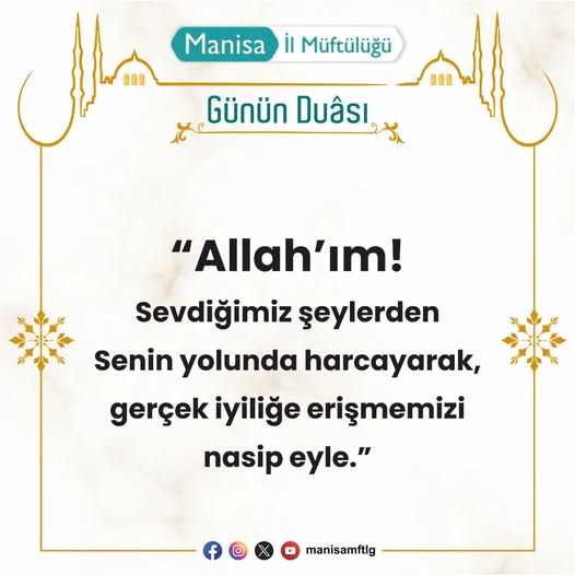 Manisa Müftülüğü'nden Günün Duası Paylaşımı
