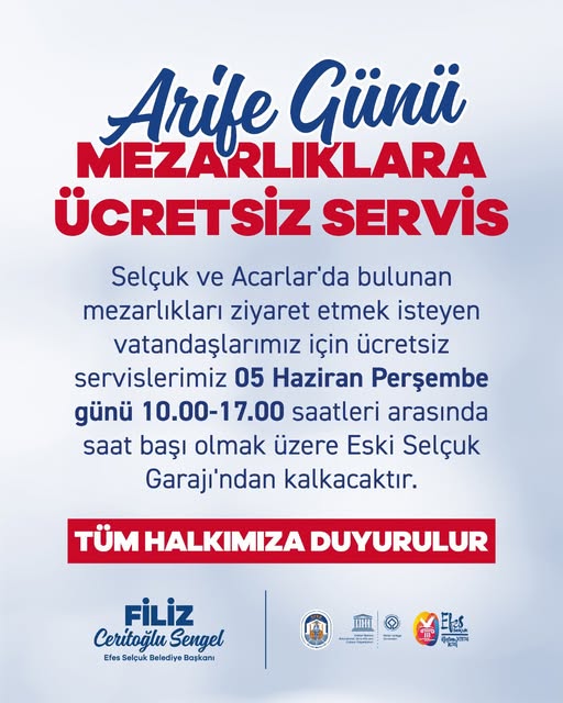 Selçuk Belediyesi Arife Günü Mezarlık Servisi Düzenliyor