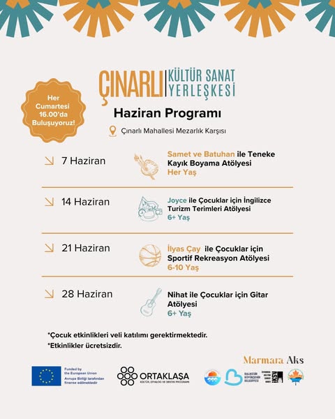 Çınarlı Kültür Sanat Yerleşkesi Haziran Programı Duyuruldu