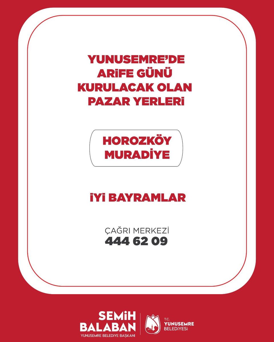 Yunusemre Belediyesi Arife Günü Horozköy ve Muradiye'de Pazar Kuracak