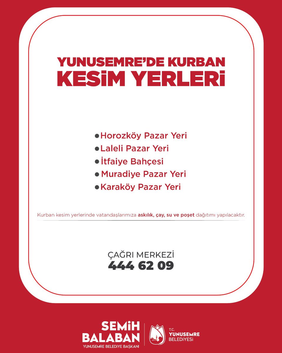 Yunusemre Belediyesi Kurban Bayramı Kesim Alanlarını Belirledi