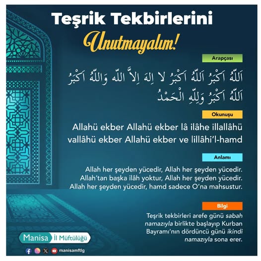 Manisa Müftülüğü Teşrik Tekbirlerinin Önemi Vurguladı