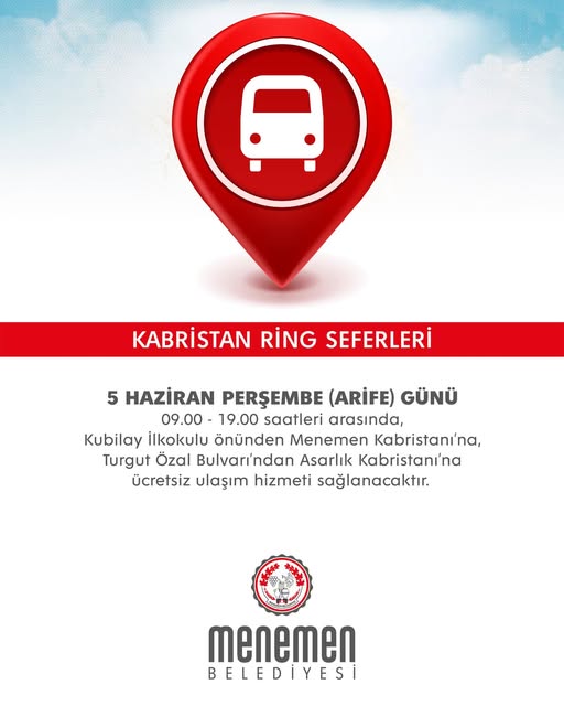 Menemen Belediyesi Arife Günü Ücretsiz Ring Seferleri Düzenliyor