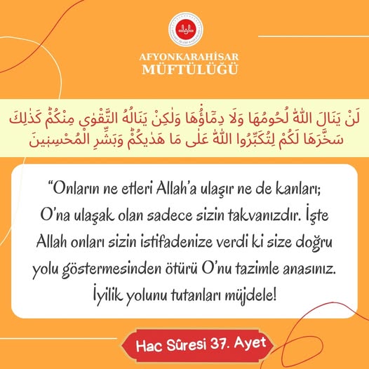 Afyonkarahisar İl Müftülüğü Hac Sûresi'nden Ayetleri Paylaştı