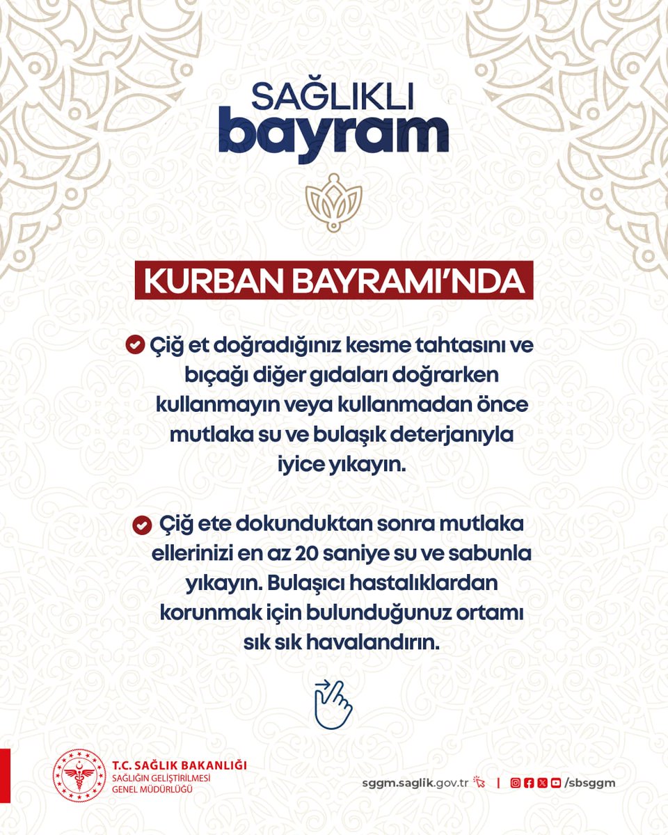 Sağlık Bakanlığı Kurban Bayramı'nda Sağlık Uyarıları Yayımladı