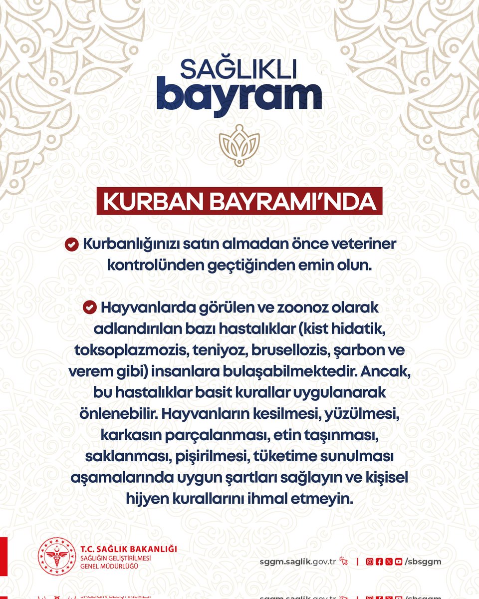 Sağlık Bakanlığı Kurban Bayramı'nda Sağlık Uyarıları Yayımladı