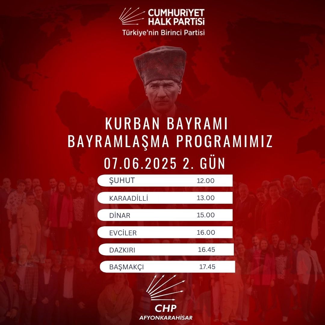 CHP Afyonkarahisar İl Başkanlığı Bayramlaşma Programı Duyuruldu