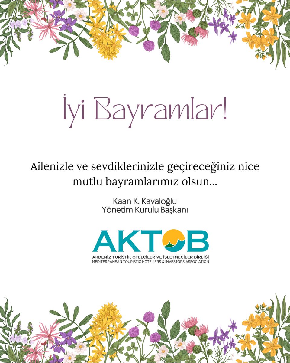 Akdeniz Turistik Otelciler Birliği'nden Kurban Bayramı Mesajı