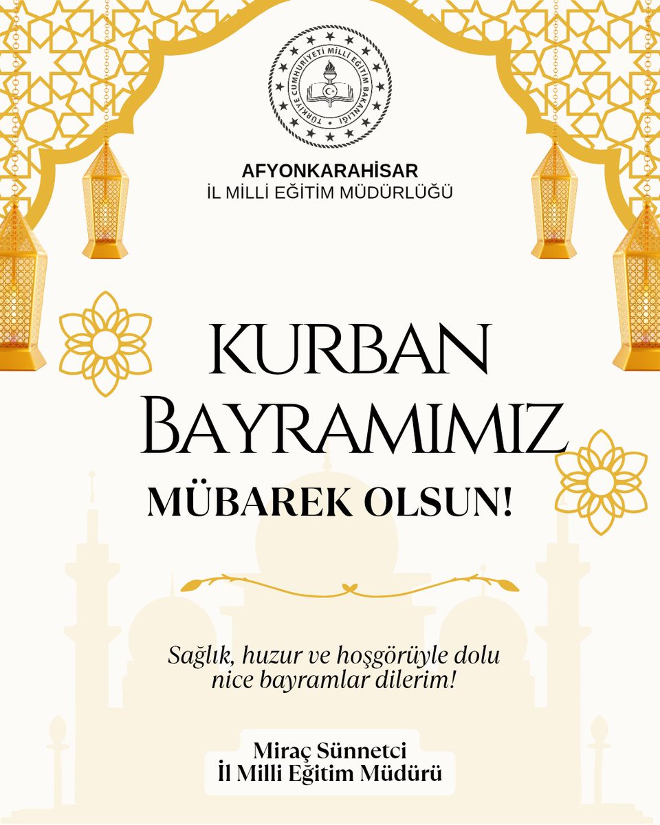 Afyonkarahisar İl Milli Eğitim Müdürlüğü Bayram Mesajı Yayınladı