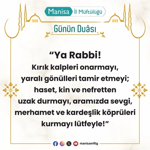 Manisa Müftülüğü Sosyal Medya Hesaplarından Günlük Paylaşımlar Yayımlıyor