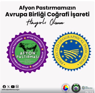 AFYON PASTIRMASI; AVRUPA BİRLİĞİ TARAFINDAN RESMEN TESCİLLENMİŞ VE AB GÜVENCESİNE KAVUŞMUŞTUR.